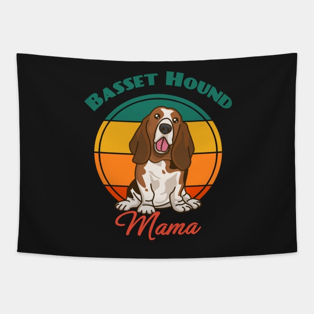 Basset Hound Mom Mama Dog puppy Lover Cute Sunser Retro Tapestry by Meteor77