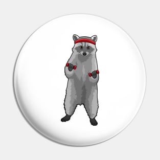 Racoon at Fitness with Dumbbells Pin