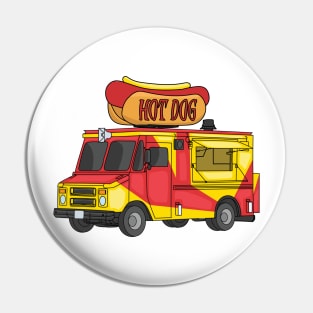 Hot dog food truck cartoon illustration Pin