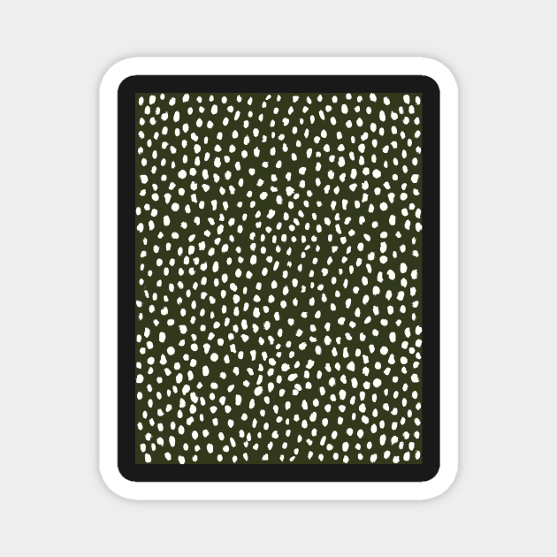 Olive Green Dalmatian Print Magnet by cait-shaw