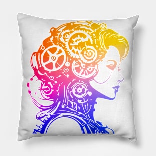 Woman's Face - Colorful Graphic Design Pillow