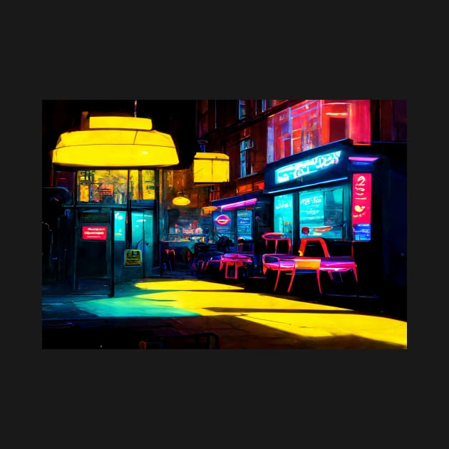 London City Street View At Night In Neonlight / London, England by Unwind-Art-Work