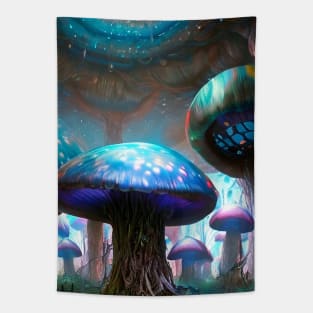 Glowing fantastic mushrooms Tapestry