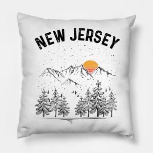 New Jersey State Vintage Retro Pillow