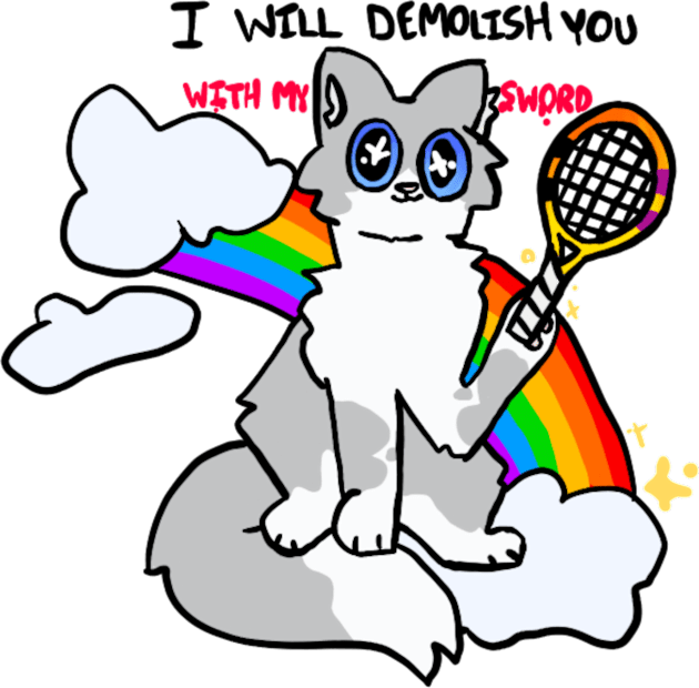 Demolish You With My Sword Cat Kids T-Shirt by Catennis