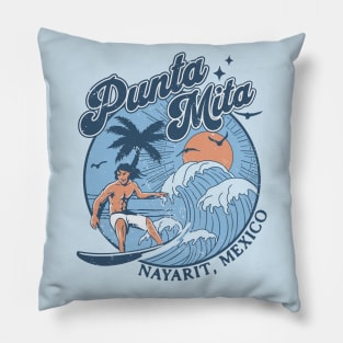1970s Vintage Surfing Punta Mita, Mexico Retro Sunset // Old School Surfer // Surf Mexico Pillow