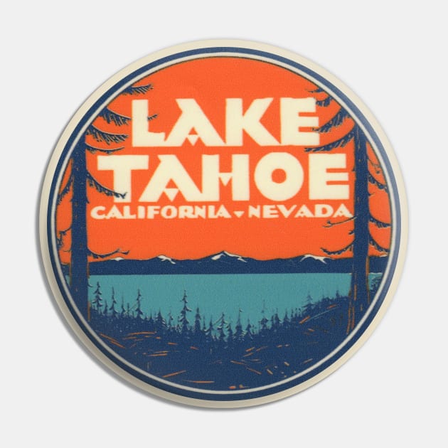 Lake Tahoe Vintage Travel Decal Pin by Hilda74