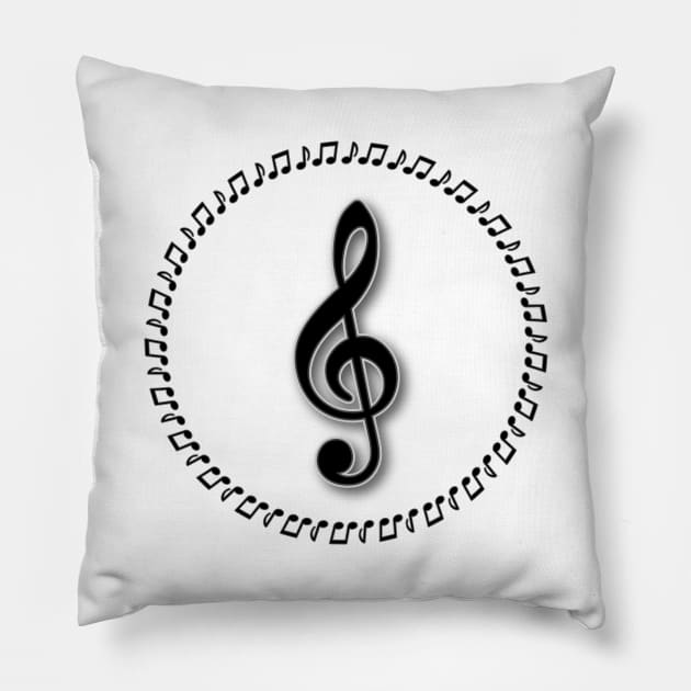 Treble Clef Music Note Design Pillow by WarriorWoman