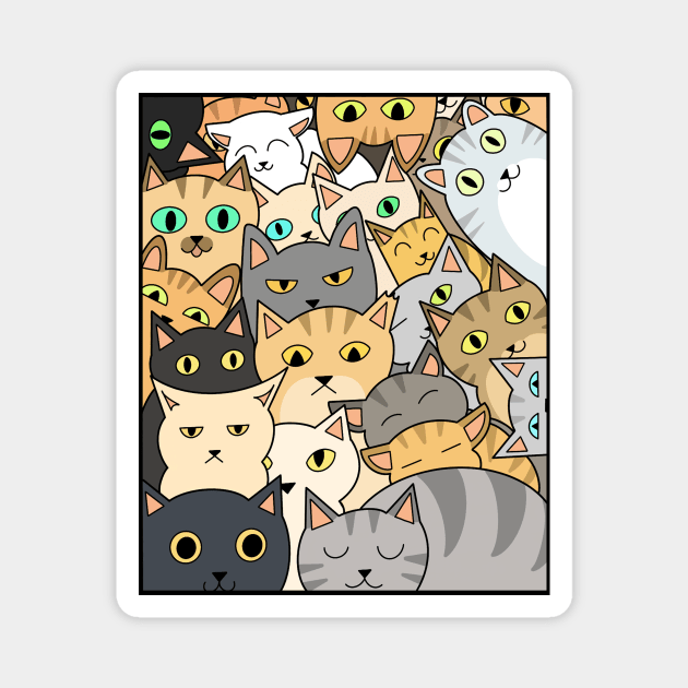 Funny Cats Faces, Playful Kittens for Cat Lovers Magnet by logiamerch