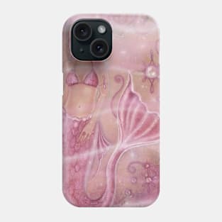 Pink hope mermaid art by Renee Lavoie Phone Case