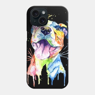 Pitbull Watercolor Painting T-shirt Phone Case