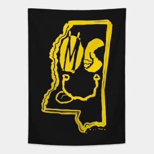 MS Eyes Mississippi Grunge Smiling Face Black background Tapestry