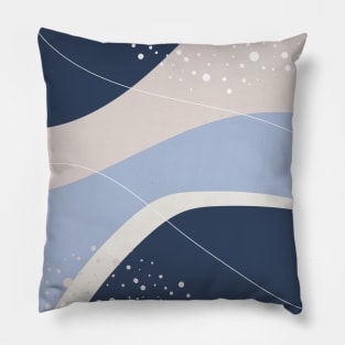 Blue and Neutral Tones Modern Abstract Organic Shapes Pillow