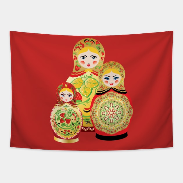 Colorful matryoshka dolls Tapestry by AnnArtshock