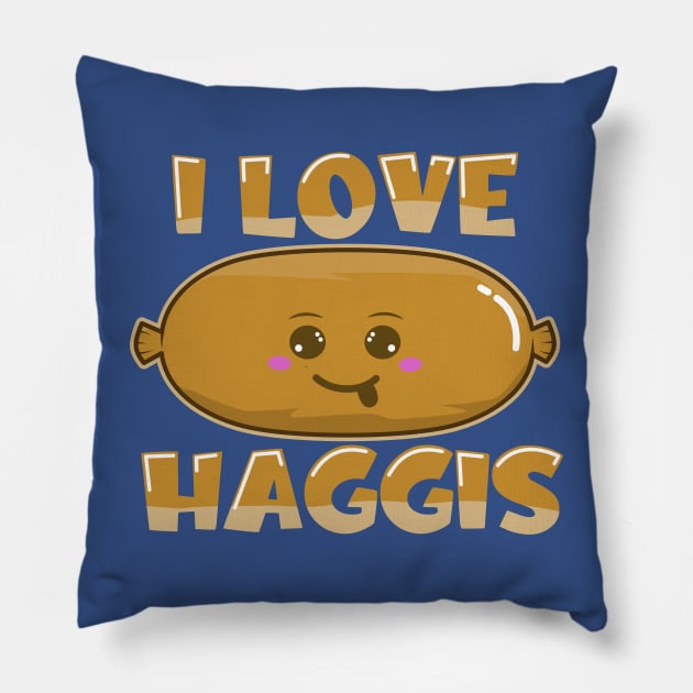 I Love Haggis - Kawaii Scottish Haggis Pillow by KawaiinDoodle