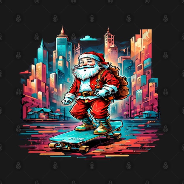 cool Santa Claus on skateboard by sukhendu.12