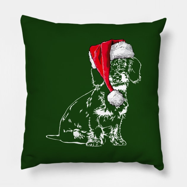 Funny Wire Haired Dachshund Santa Christmas dog mom Pillow by wilsigns