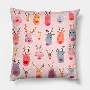 Cute Santa Claus Winter Reindeers Pillow