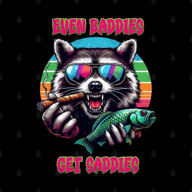 Even Baddies Get Saddies Racoon With A Fish by coollooks