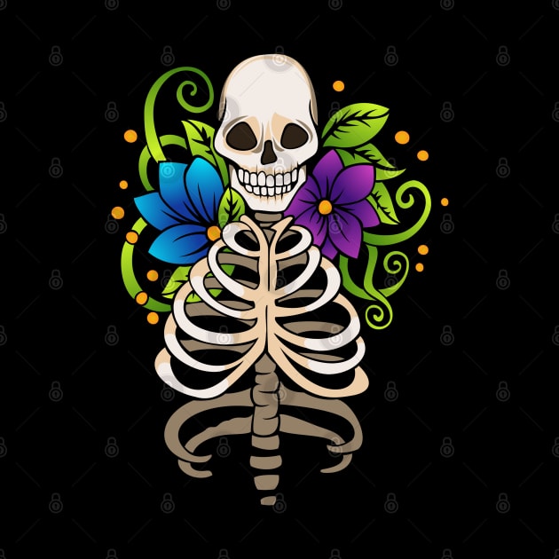 Skeleton and flowers by CréaTiff