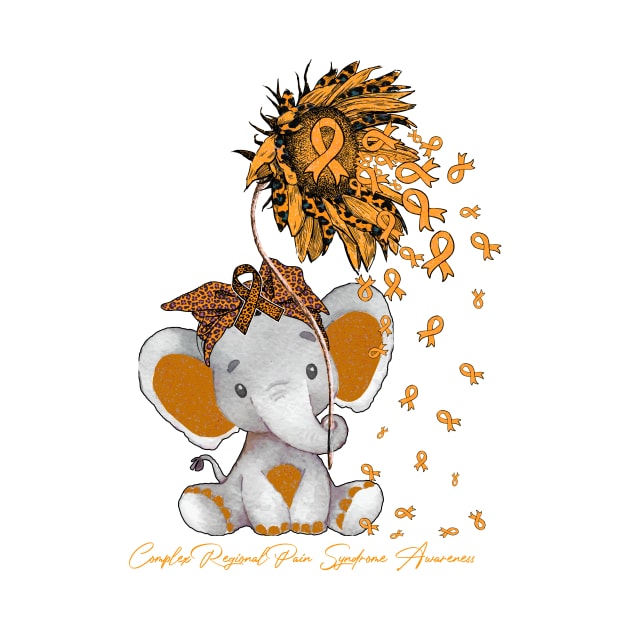 Complex Regional Pain Syndrome Awareness - Elephant Sunflower ribbon hope love by GaryFloyd6868