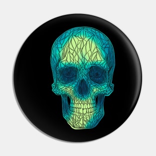 Stained glass skull - yellow to green fade Pin