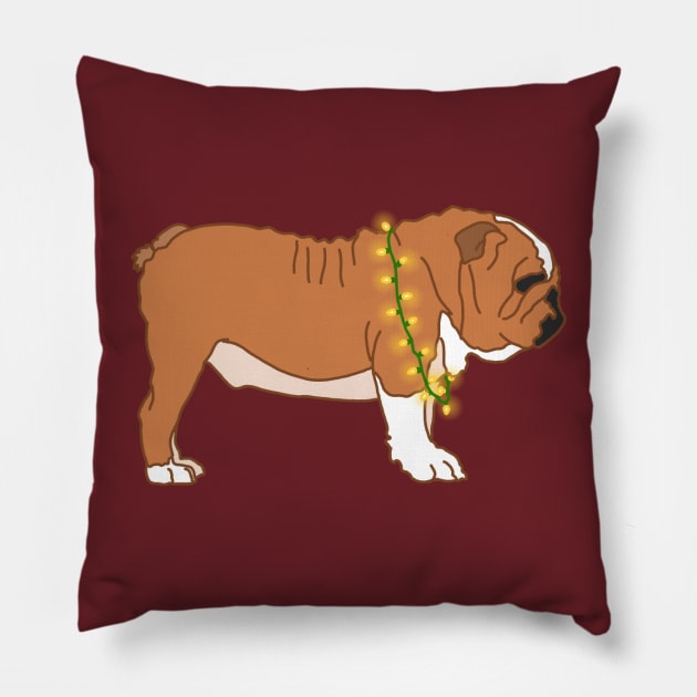 Festive Bulldog Pillow by Art by Lex