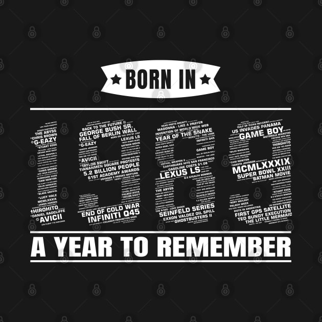 1989 Birth Year Events | Gift for 30th Birthday by shirtonaut