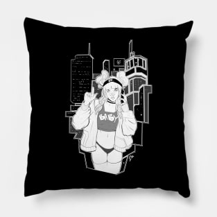 Urban girl woman city Pillow