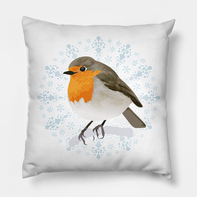 Christmas Robin Pillow by AnthonyZed