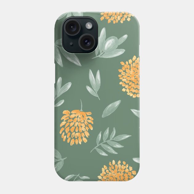 Evening Dreaming Hand Drawn Wild Flowers and Leaves Phone Case by I AM THE STORM