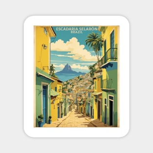 Escadaria Selaron Brazil Vintage Tourism Travel Poster Magnet