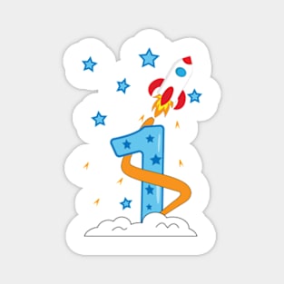 1 first birthday with spaceship Magnet