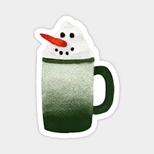 Hot Chocolate Snowmen - green gradient mug Magnet