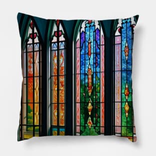 Lovely Stained Glass Windows in Spring Pillow