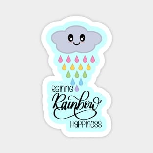 Raining Rainbow Happiness Kawaii Cute Rain Cloud in Blue Magnet