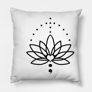 Lotus Semicolon - Mental Health Warrior Pillow