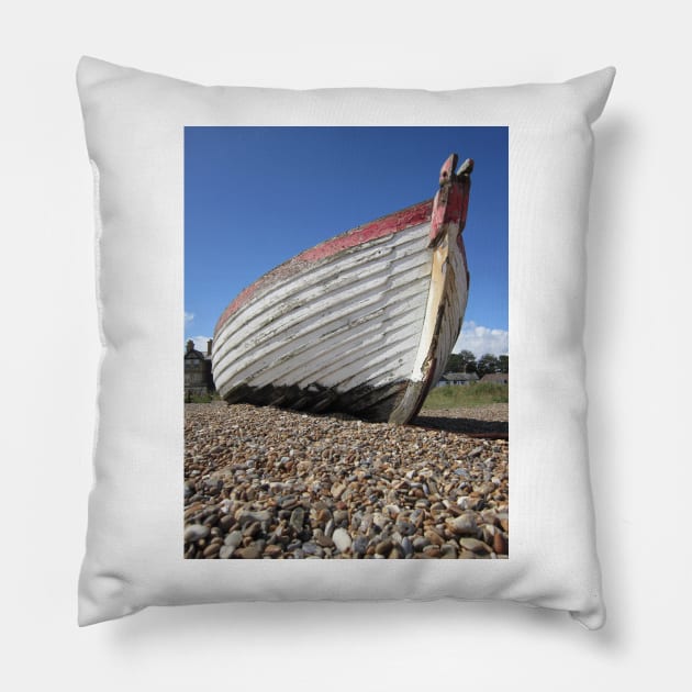Boat on Aldeburgh Beach Pillow by jamesknightsart