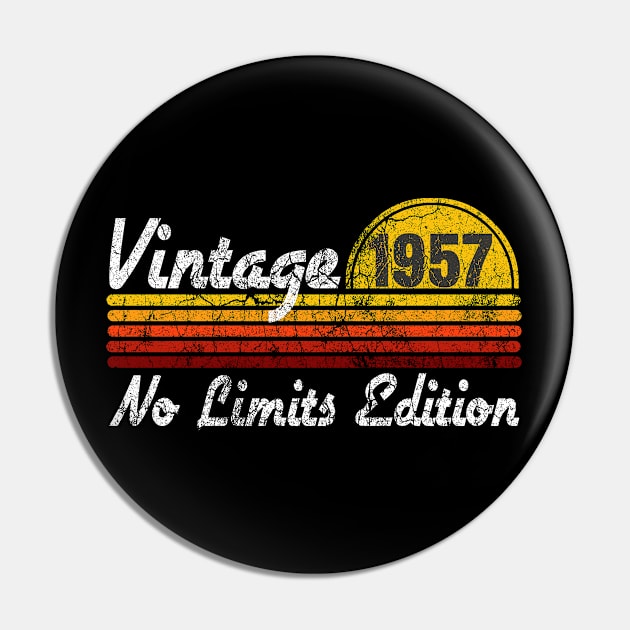 Vintage 1957 Birth Year Born Retro Style Graphic Pin by CharJens