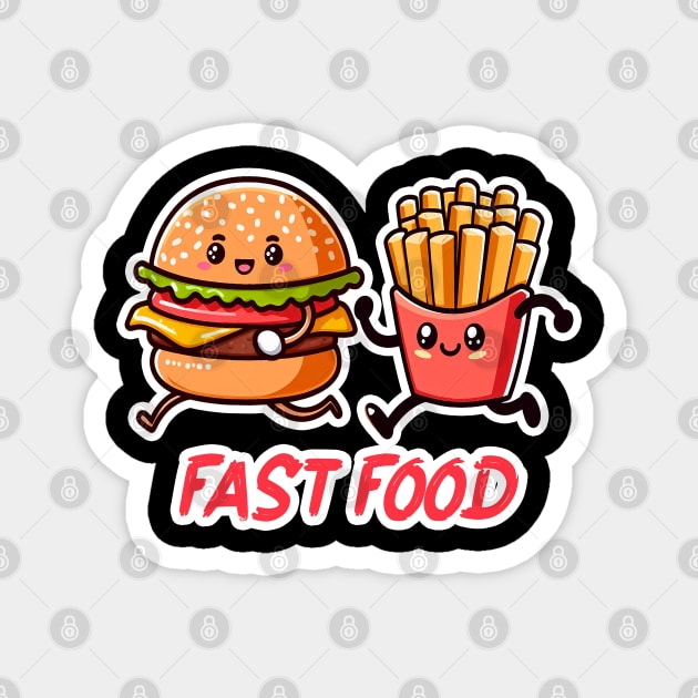 Fast Food Hamburger and French Fries Magnet by Plushism