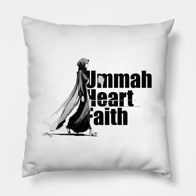 One Ummah, One Heart, One Faith Pillow by MK3