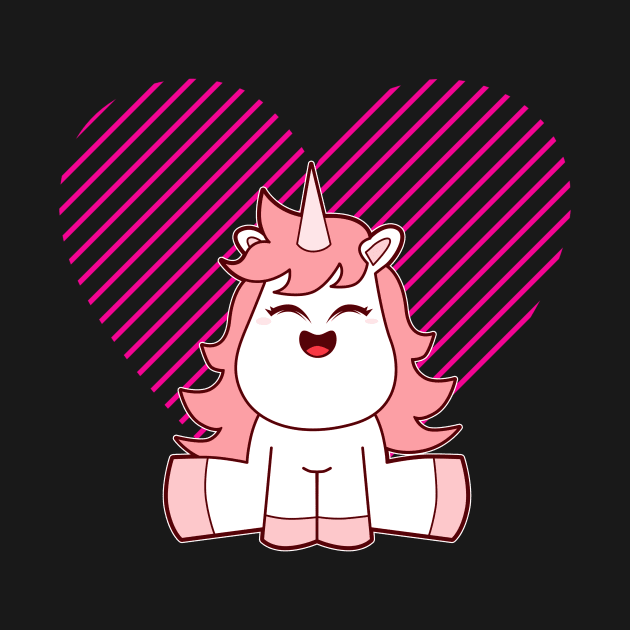 Pink Unicorn Heart Love by Imutobi