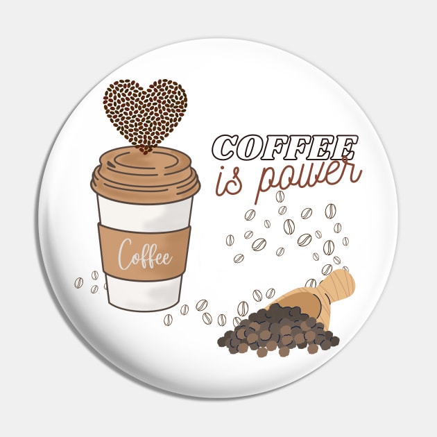 Coffee Give Me Power Pin by Prilidiarts