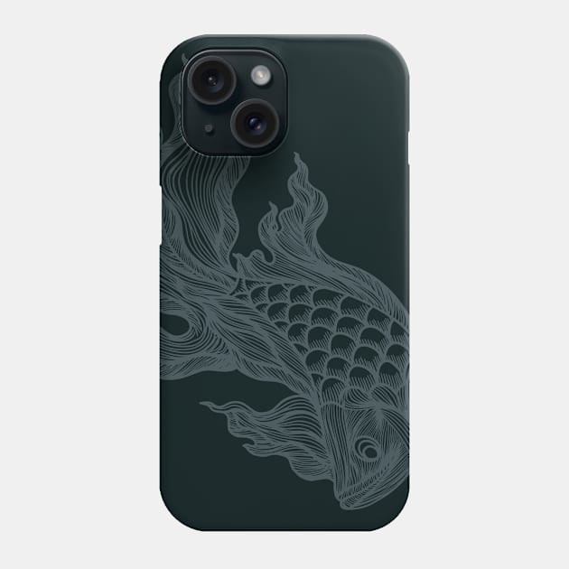 Lined hand drawn betta fish. Phone Case by Lewzy Design