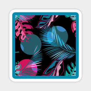 Abstract pattern with circles and tropical leaves Magnet