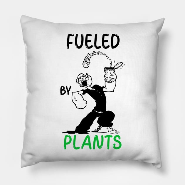 Fueled by Plants Vegan Gym Enthusiast Bodybuilder Pillow by RareLoot19