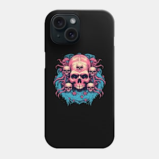 Wiccan Skull with Flowers and Little Skulls Phone Case