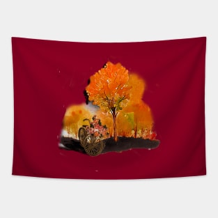 Autumn Bicycle Park Tapestry