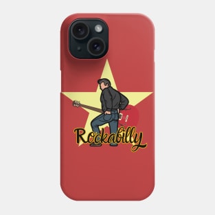 Star Rockabilly Greaser and Red Guitar Phone Case