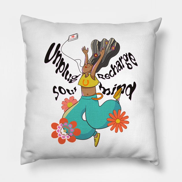 Unplug recharge soul mind Pillow by AliZaidzjzx